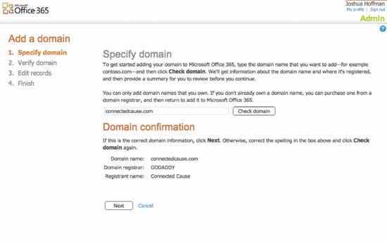 Adding a custom domain to Office 365.