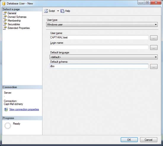Create a contained Windows Login using SQL Server Management Studio