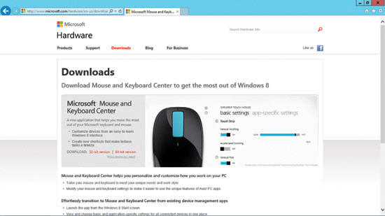 Download the Mouse and Keyboard Center