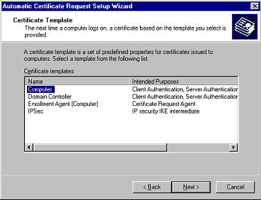 Automatic Certificate Request Setup Wizard