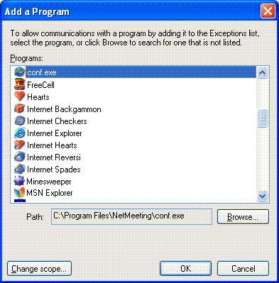 Figure 13   A program added to the Add a Program dialog box