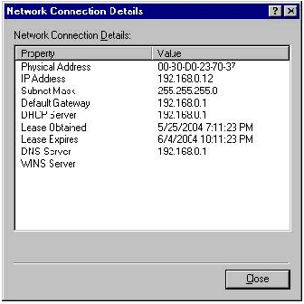 Figure 7   Network Connection Details Dialog Box