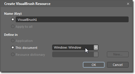 Create VisualBrush Resource dialog box