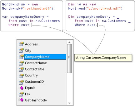 LINQ query with Intellisense