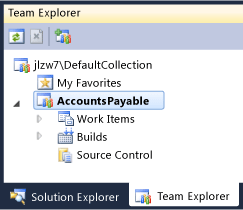 New project appears in Team Explorer
