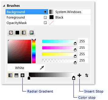 brush editor with gradient options