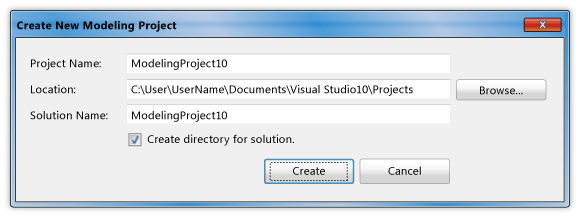 Create New Modeling Project dialog