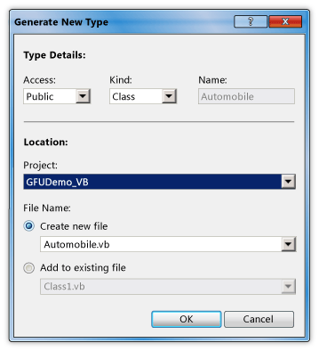Generate New Type dialog box