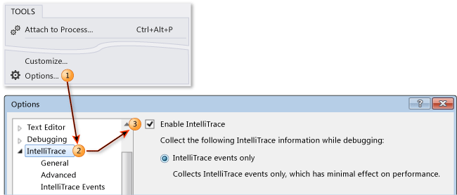Enable or disable IntelliTrace in Visual Studio