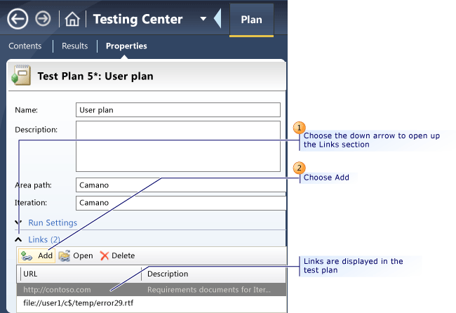 Add External Links to Test Plan