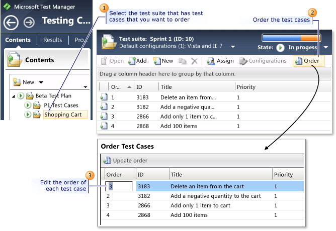 Change Order of Test Cases in a Test Suite