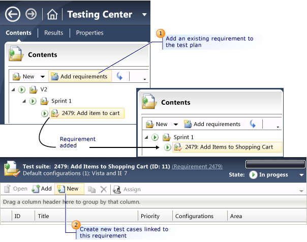 Add Requirements and Test Cases to a Test Plan