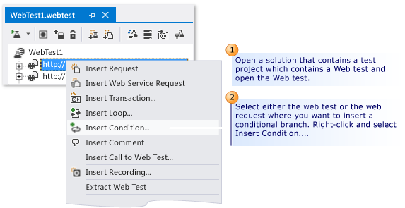 Adding branch conditions to web tests