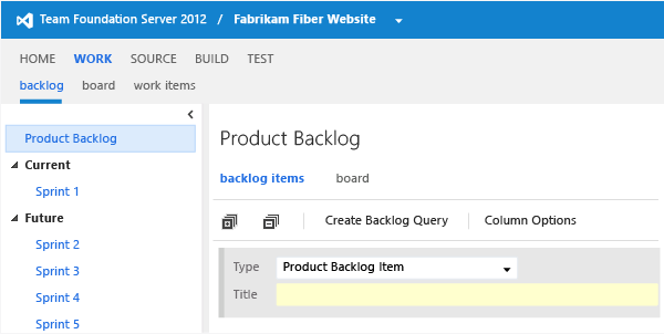 Open your team's backlog page