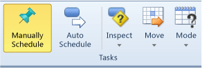 Task mode scheduling ribbon menu options