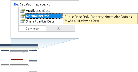 Data source properties of the DataWorkspace object