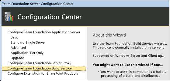 Team Foundation Server Configuration Center