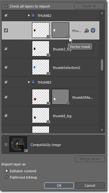 Import Adobe Photoshop File Vector Mask