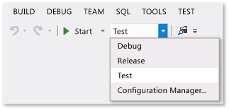 Solution Configuration option Standard Toolbar