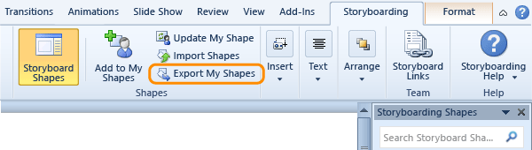 Export your custom shapes