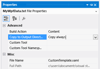Data file properties