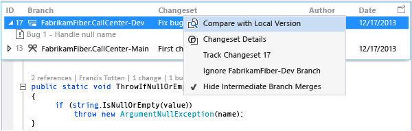 CodeLens: Compare incoming change with local