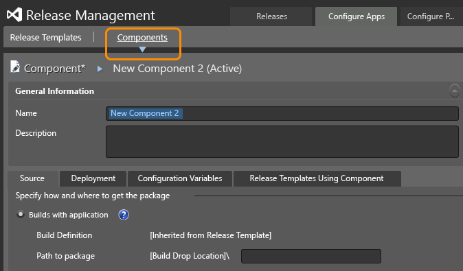 Create components with deployment information