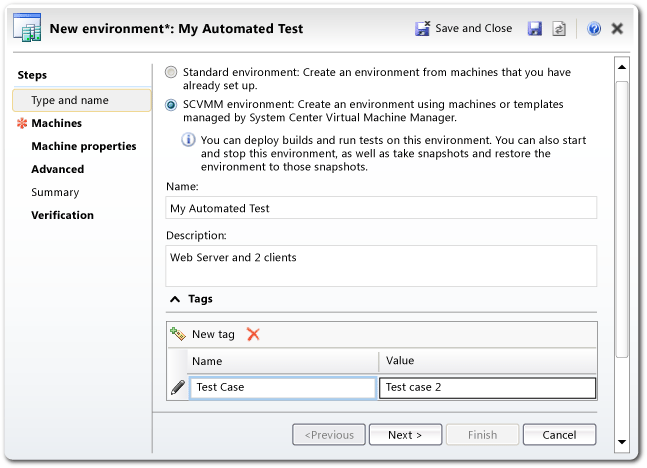 Lab Management Environment Wizard - Name Page