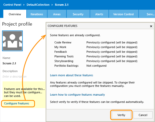 Verify features can be configured