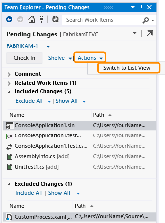 Pending Changes in list view