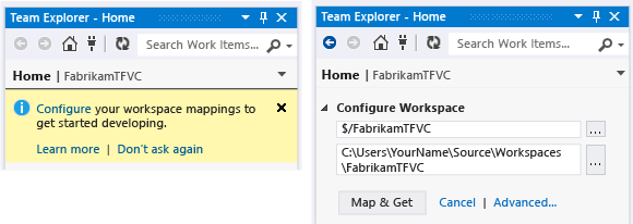 Configure your workspace from the Home page