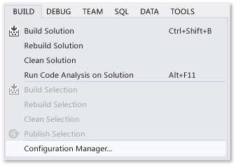 Build menu, Configuration Manager command