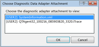 Choosing Diagnostic Data Adapter Attachment dialog