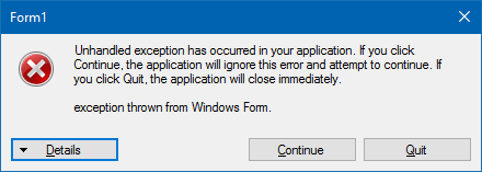 WindowsFormsUnhandledException
