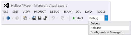 The Standard toolbar with Release selected