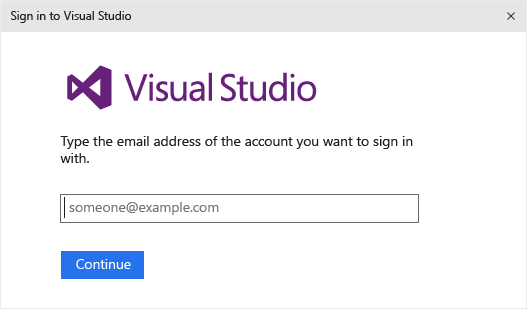 Visual Studio account picker