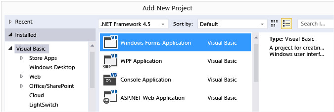 Windows Forms Application project