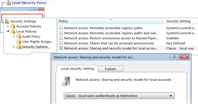 Local Security Policy Security Options