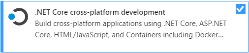 Screenshot that shows the .NET Core cross-platform development workload in the Visual Studio Installer.