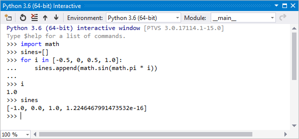 Python interactive window in Visual Studio-2019