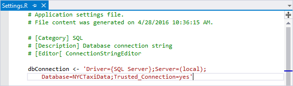 SQL Settings.R file
