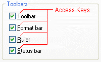 figure 5. menu access keys