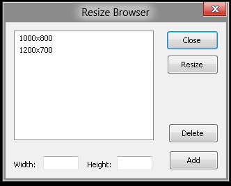 Picture of Resize Browser dialog box