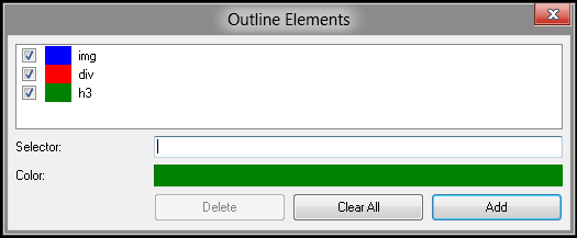 Picture of outline elements dialog box