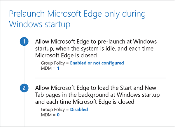 Only prelaunch Microsoft Edge during Windows startup
