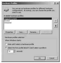 Figure 2-5: Multiple hardware profiles can be configured for any Windows 2000 system.
