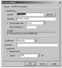 Figure 3-14: Configure the log file format and usage.