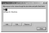 Figure 10-9: Use this dialog box to change the drive letter and path assignment.