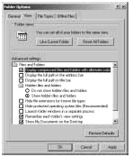 Figure 12-2: Set options for Windows Explorer using the Folder Options dialog box.