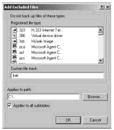 Figure 14-4: Setting file exclusions for users.